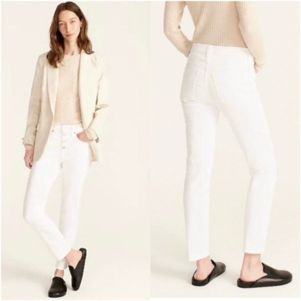 J Crew White 10” Vintage Straight Button Fly Ankle Jeans Size 35 NWT *FLAWS